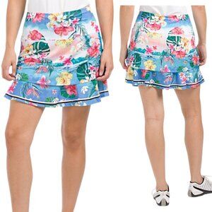 Lucky In Love, Women’s ‘Bloom Ruche' Golf Skort, Tennis, Pickleball, Blue Medium